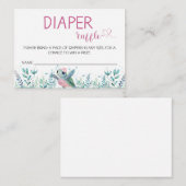 ウミガメのピンクおむつラッフルベビーシャワー エンクロージャーカード (正面/裏面)