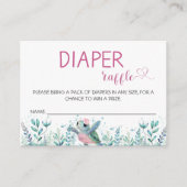ウミガメのピンクおむつラッフルベビーシャワー エンクロージャーカード (正面)