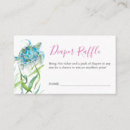 ウミガメのピンクおむつラッフル招待状囲い エンクロージャーカード