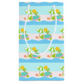 ウミガメのピンクの水の小さいギフトバッグ スモールペーパーバッグ (裏面)