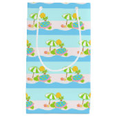 ウミガメのピンクの水の小さいギフトバッグ スモールペーパーバッグ (正面)