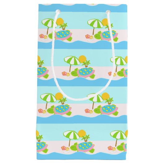 ウミガメのピンクの水の小さいギフトバッグ スモールペーパーバッグ (正面)