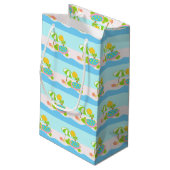 ウミガメのピンクの水の小さいギフトバッグ スモールペーパーバッグ (裏面アングル)