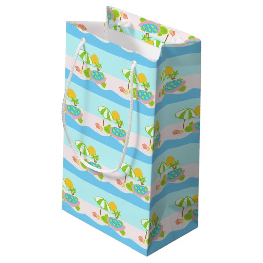 ウミガメのピンクの水の小さいギフトバッグ スモールペーパーバッグ (裏面アングル)