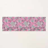 ウミガメのピンク色の灰色の海洋生物パターン ヨガマット (正面(横))