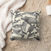 ウミガメのブラックパール クッション (ブランケット)