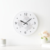 ウミガメのベージュ白い海洋沿岸番号 ラージ壁時計 (ホーム)