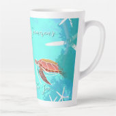 ウミガメのホームバイザシーパーソナライズされた カフェラテマグ (右)