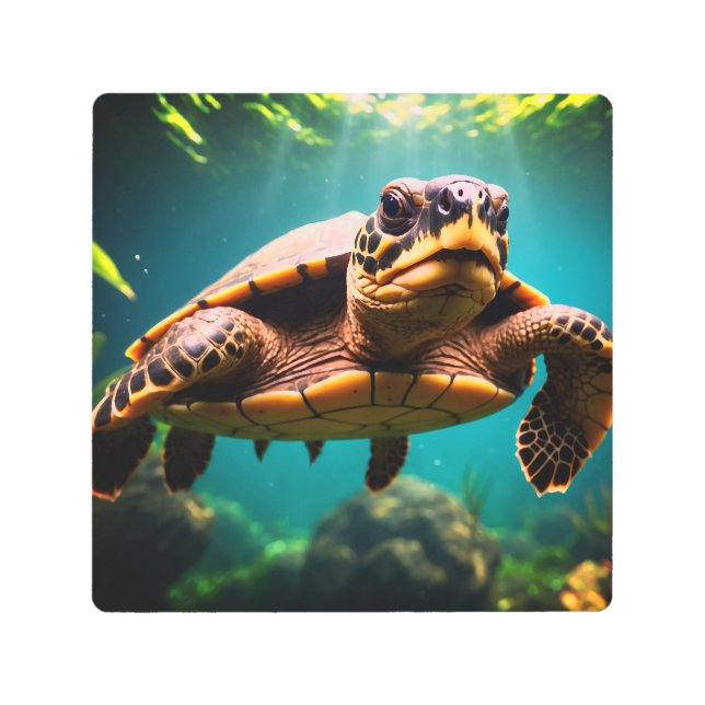 ウミガメのメタルアート メタルプリント (正面)