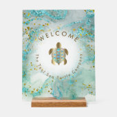 ウミガメのロゴデザインへようこそ アクリルサイン (正面)