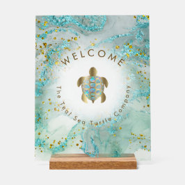 ウミガメのロゴデザインへようこそ アクリルサイン