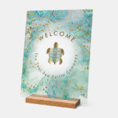 ウミガメのロゴデザインへようこそ アクリルサイン (傾斜)