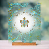 ウミガメのロゴデザインへようこそ アクリルサイン (ニュートラル)