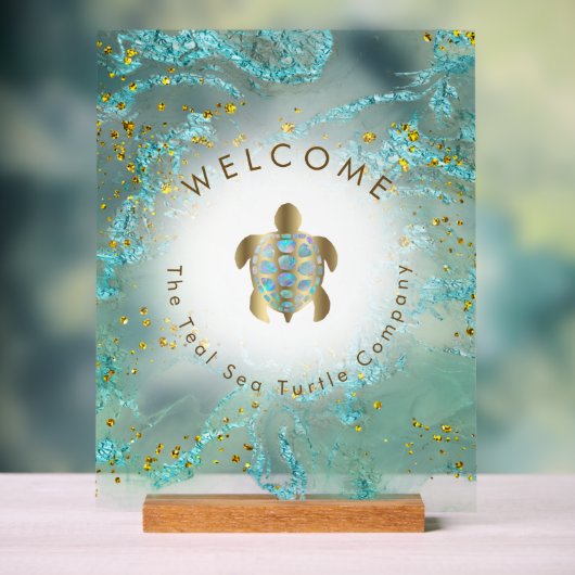 ウミガメのロゴデザインへようこそ アクリルサイン (ニュートラル)