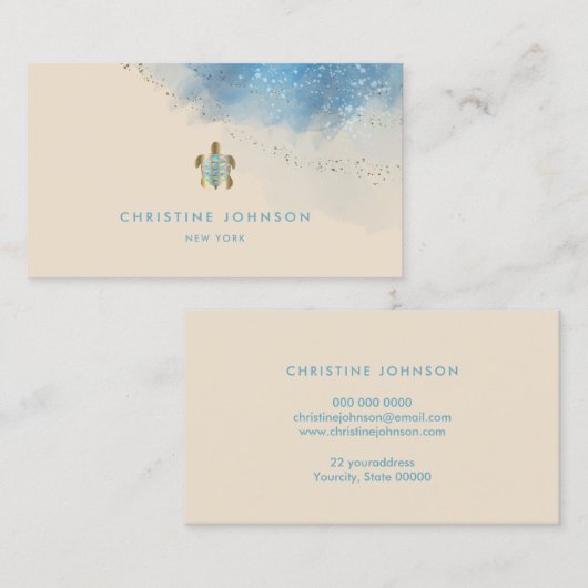 ウミガメのロゴデザイン名刺 名刺 (正面/裏面)