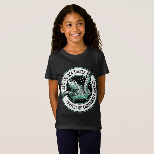 ウミガメのワイシャツの絶滅危ぐ種のティーを救って下さい Tシャツ (正面フル)