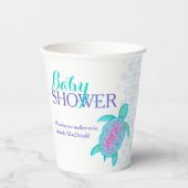 ウミガメのワニ色のベビーシャワーアクア 紙コップ (正面)