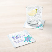 ウミガメのワニ色のベビーシャワー スクエアペーパーコースター (インサイチュ)