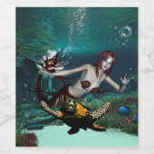 ウミガメのワンダーウルの人魚 ワインラベル (シングルラベル)