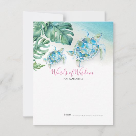 ウミガメの下で赤ちゃんシャワーアドバイスカード (正面)