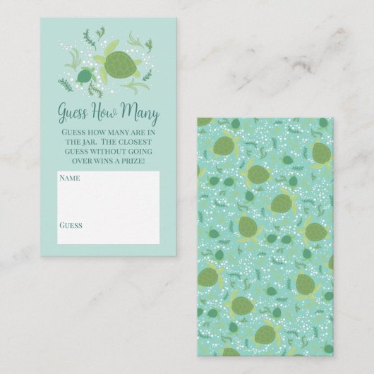 ウミガメの下で赤ん坊のシャワーは何人か推測 エンクロージャーカード (正面/裏面)