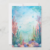 ウミガメの下で青い双子の赤ちゃんシャワー 招待状 (裏面)