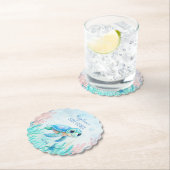 ウミガメの下で青い赤ちゃんシャワーの好意 ペーパーコースター (インサイチュ)