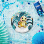 ウミガメの下で魅惑された誕生日 ペーパープレート (パーティー)