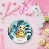 ウミガメの下で魅惑された誕生日 ペーパープレート (パーティー)