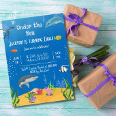 ウミガメの下で魚の三歳の誕生日 招待状