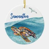 ウミガメの下パーソナライズされた セラミックオーナメント (正面)