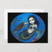 「ウミガメの人魚」のはがき ポストカード (正面/裏面)