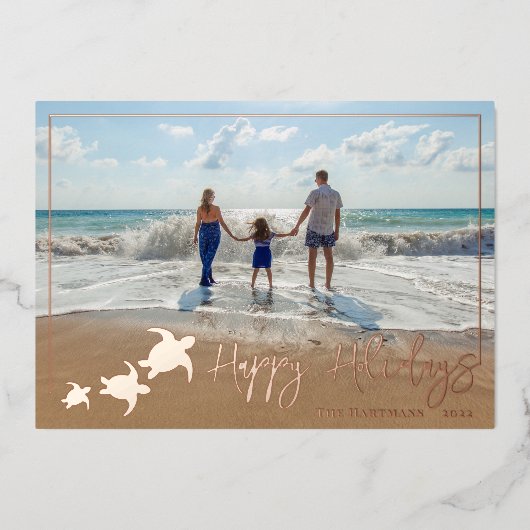 ウミガメの休日のフォトグリーティング 箔シーズンカード (正面)