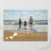 ウミガメの休日のフォトグリーティング 箔シーズンカード (正面)