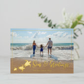 ウミガメの休日のフォトグリーティング 箔シーズンカード (立ち正面)