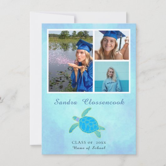 ウミガメの卒業発表カード 案内状 (正面)