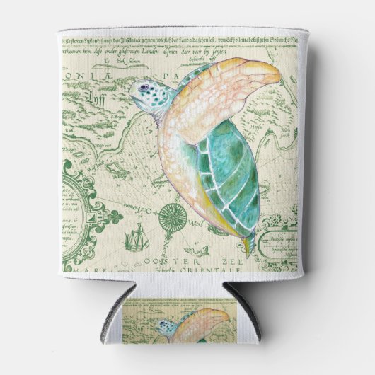 ウミガメの地図 缶クーラー (正面)