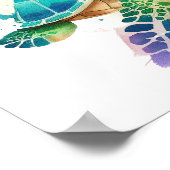 ウミガメの壁画 ポスター (角)