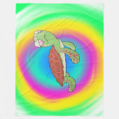 ウミガメの大きい毛布 フリースブランケット (正面)