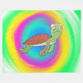 ウミガメの大きい毛布 フリースブランケット (正面(横))