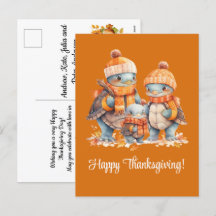 ウミガメの家族が幸せな感謝祭