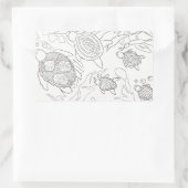 ウミガメの家族が私を彩る 長方形シール (バッグ)