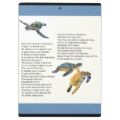 ウミガメの平和平静の詩の祈りの言葉のクリップボード クリップボード (裏面)