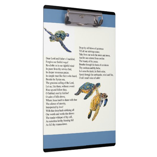 ウミガメの平和平静の詩の祈りの言葉のクリップボード クリップボード (右)