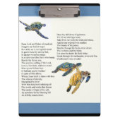 ウミガメの平和平静の詩の祈りの言葉のクリップボード クリップボード (正面)