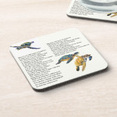 ウミガメの平和詩の祈りの言葉の野性生物のコースター コースター (左側)