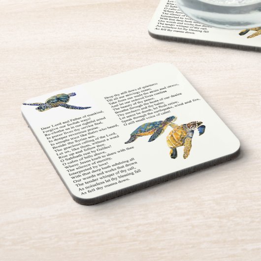 ウミガメの平和詩の祈りの言葉の野性生物のコースター コースター (左側)