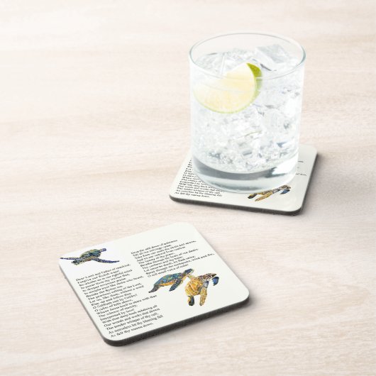 ウミガメの平和詩の祈りの言葉の野性生物のコースター コースター (右側)
