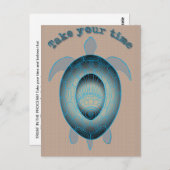 ウミガメの引用文に時間を感動的置く ポストカード (正面/裏面)