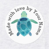 ウミガメの愛で作るアイロン ラベル (デザイン1)